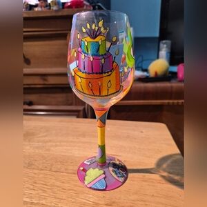Enesco Designs By Lolita Collection Hand Painted Birthday Wine Glass 15 Oz